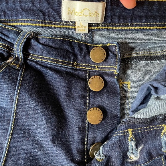 Modcloth Button Fly Flare Jeans,Indigo dark wash high waist Large 29 - Picture 5 of 9